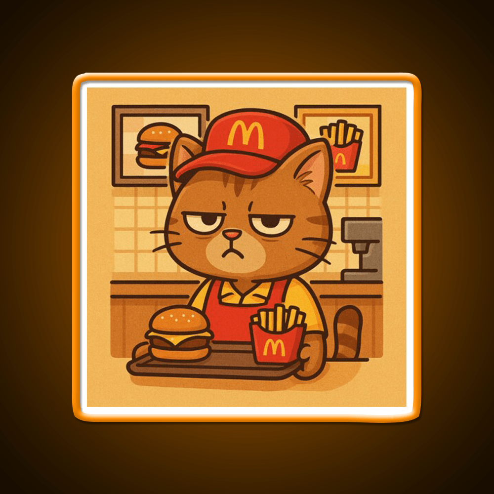 Grumpy Cat At Meowdonalds Fast Food Led Neon Sign For Burger Place Rgb Color - Shineneon