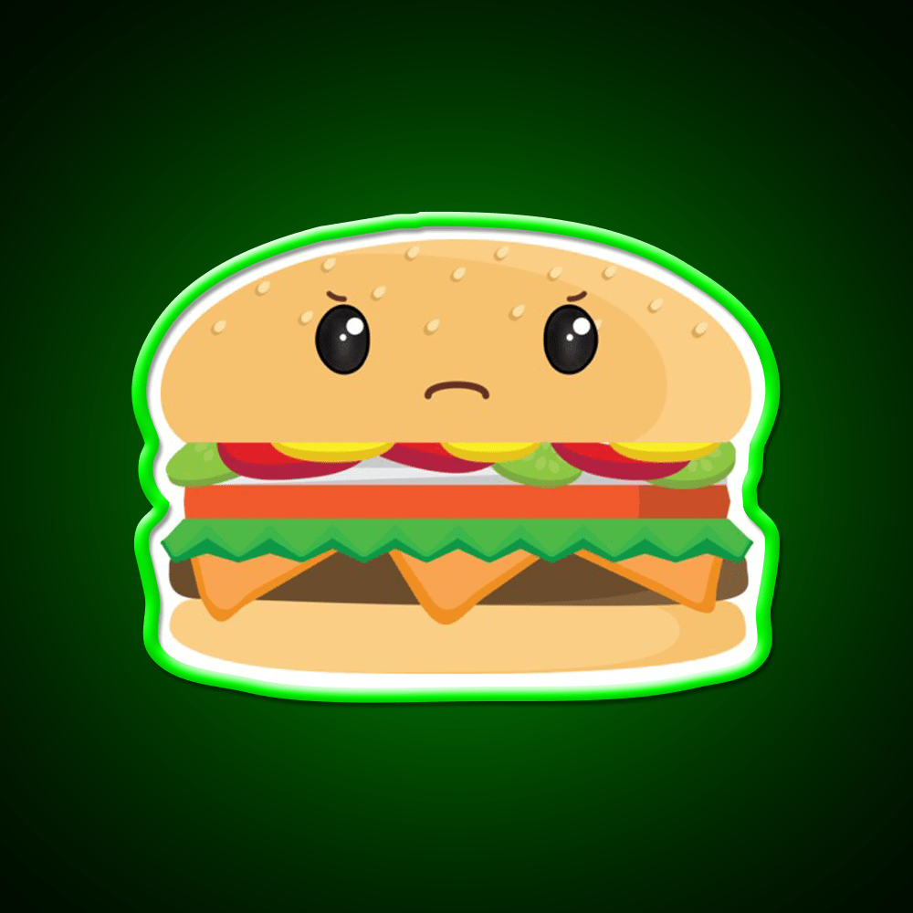 Grumpy Cheeseburger Snack Food Led Neon Sign Rgb Color - Shineneon