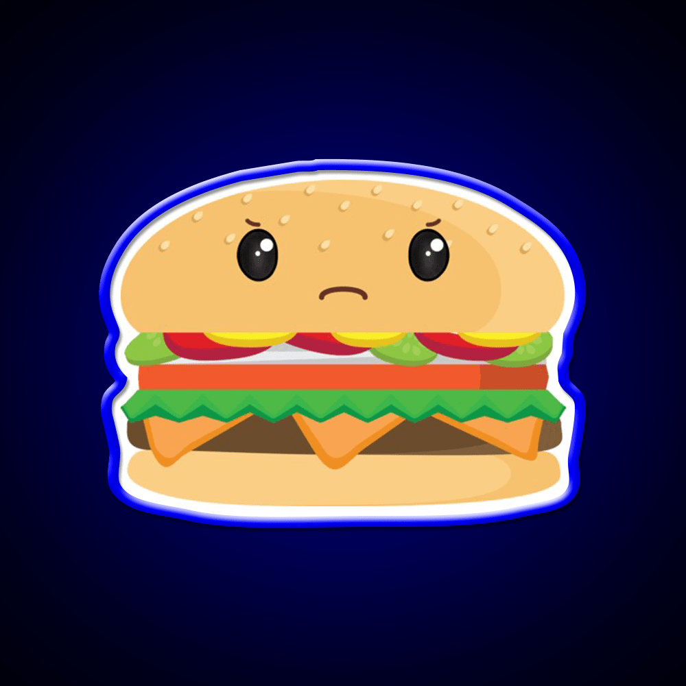 Grumpy Cheeseburger Snack Food Led Neon Sign Rgb Color - Shineneon