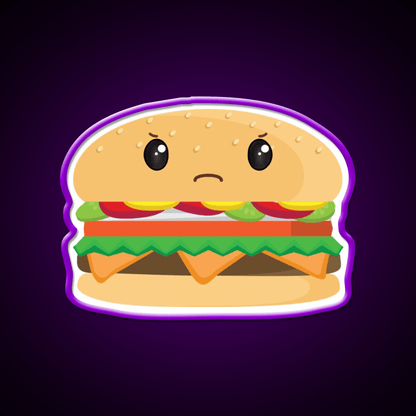 Grumpy Cheeseburger Snack Food Led Neon Sign Rgb Color - Shineneon