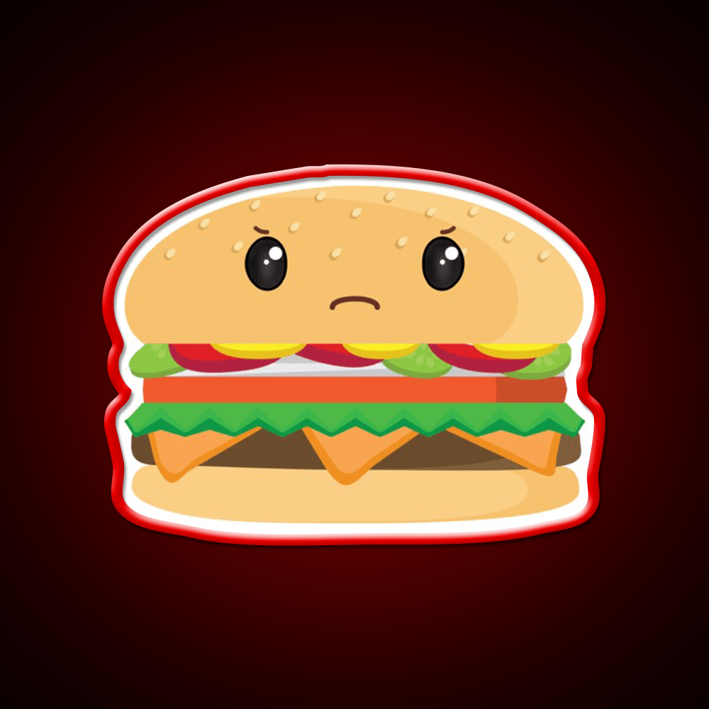 Grumpy Cheeseburger Snack Food Led Neon Sign Rgb Color - Shineneon