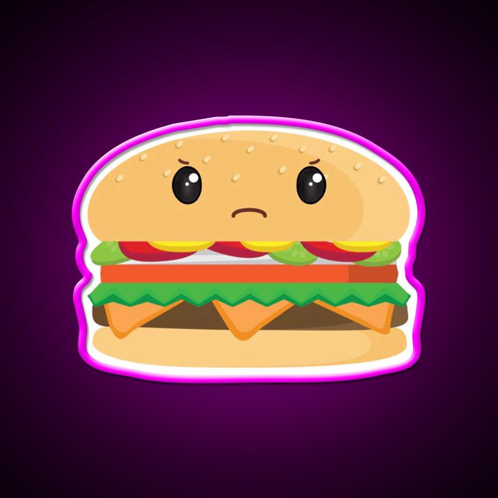 Grumpy Cheeseburger Snack Food Led Neon Sign Rgb Color - Shineneon