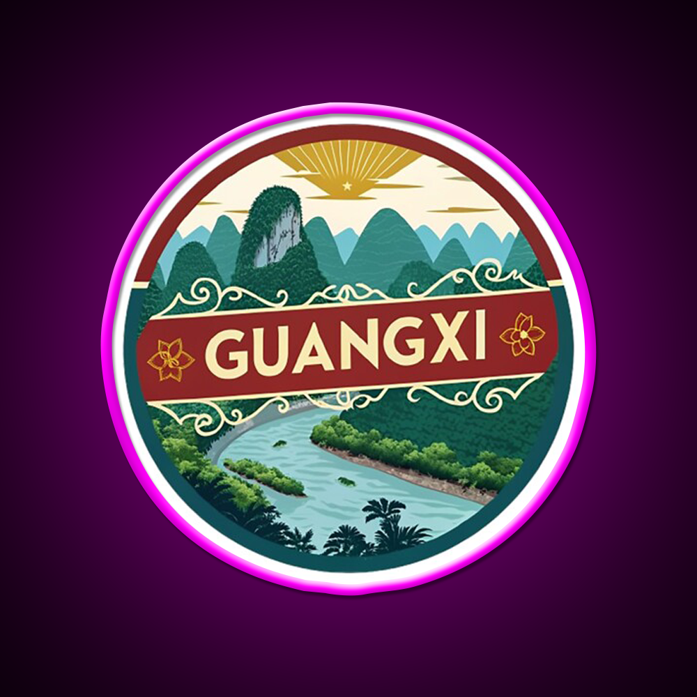 Guangxi Asian Cultural Led Neon Sign Rgb Color - Neon sign mounted on wall in room