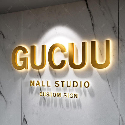 Gucuu Nall Studio Custom Sign 3D Backlit Letters Aluminum Metal Led Sign - Shineneon