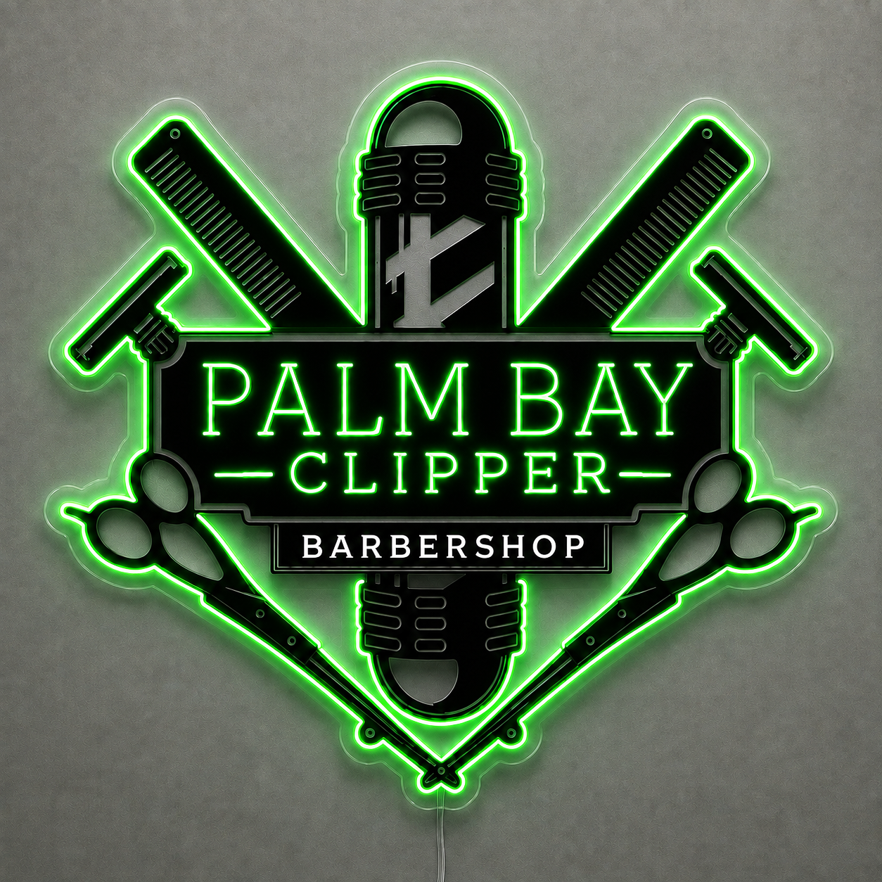 PALM BAY CLIPPER Barbershop Custom LED Neon Sign RGB Mode