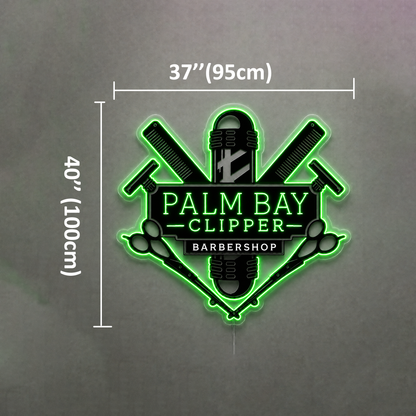 PALM BAY CLIPPER Barbershop Custom LED Neon Sign RGB Mode
