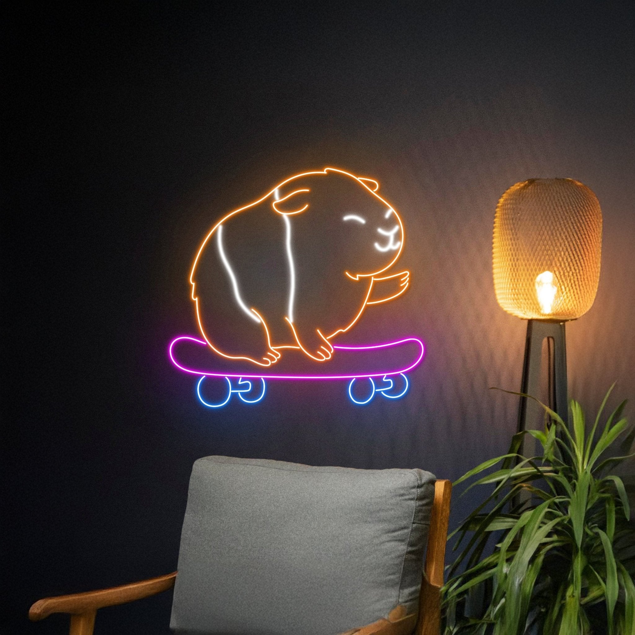 Guinea Pig Skateboarding Neon Sign - Shineneon