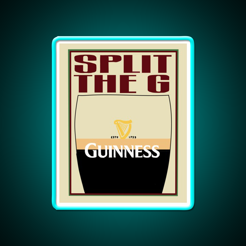 Guinness Split The G Beer Bar Decor Led Neon Sign Rgb Color - Size and dimension reference
