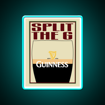 Guinness Split The G Beer Bar Decor Led Neon Sign Rgb Color - Size and dimension reference