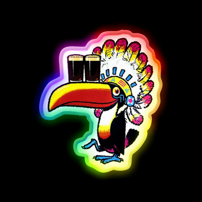 Guinness Toucan Chief Beer Bar Decor Led Neon Sign Rgb Color - LED neon sign close-up detail