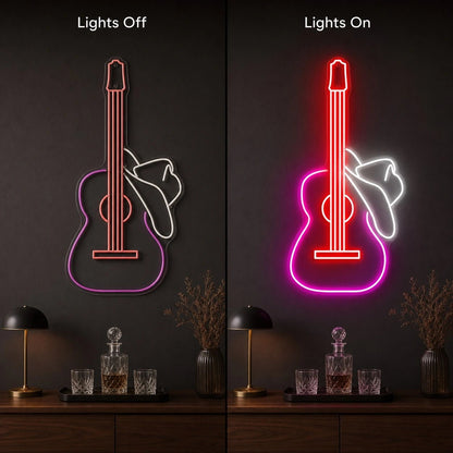 Guitar And Cowboy Hat LED Neon Sign - Shineneon