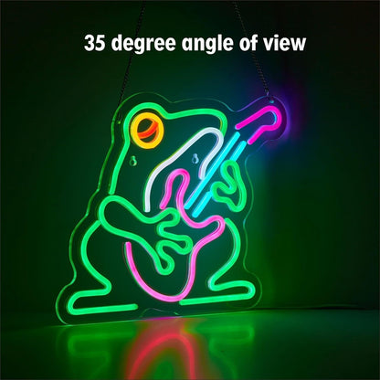 Guitar-Playing Frogs Led Neon Sign Music Room Fun | Shineneon
