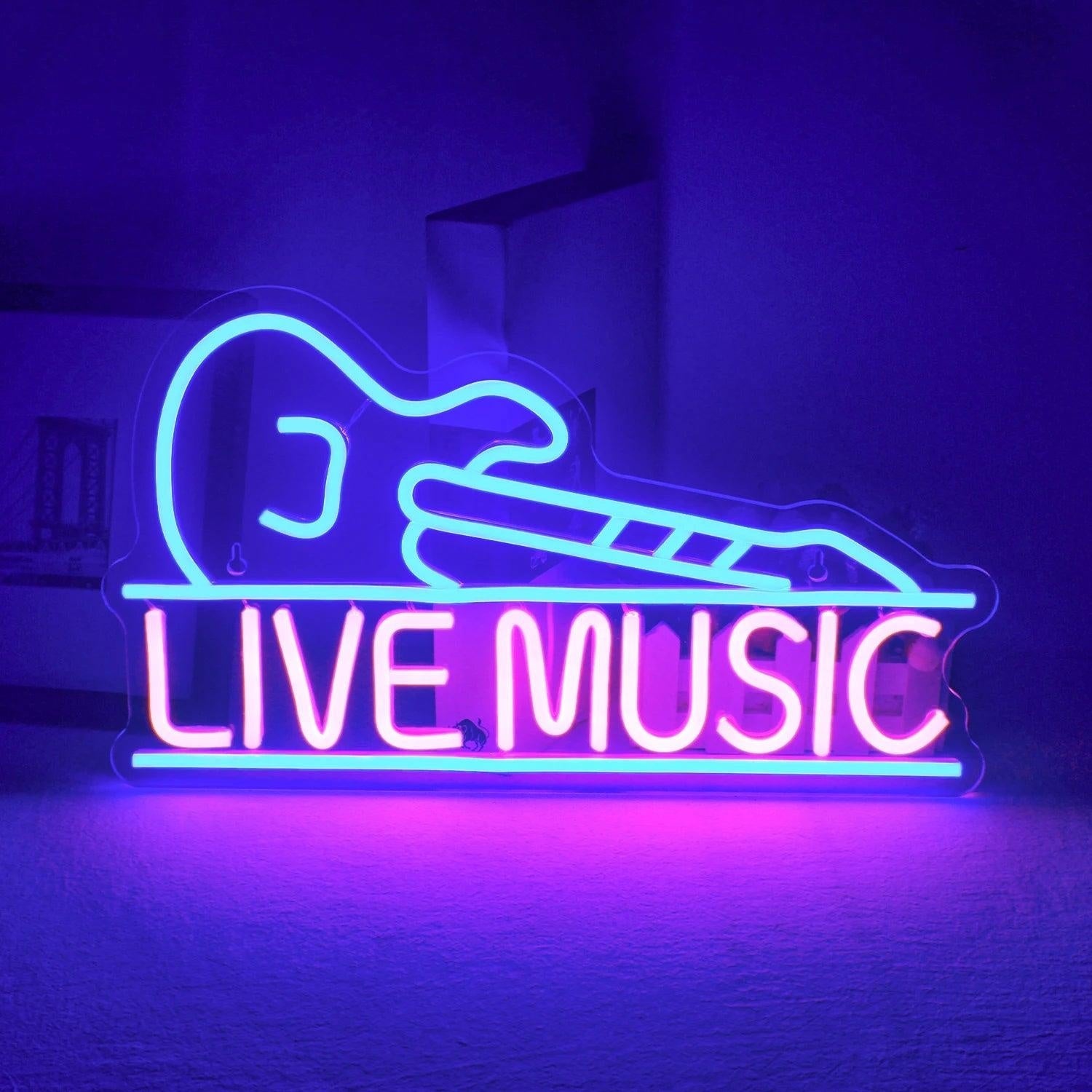 Guitar Rock And Roll Heart Face Led Neon Sign For Retro Indoor Decor - Shineneon