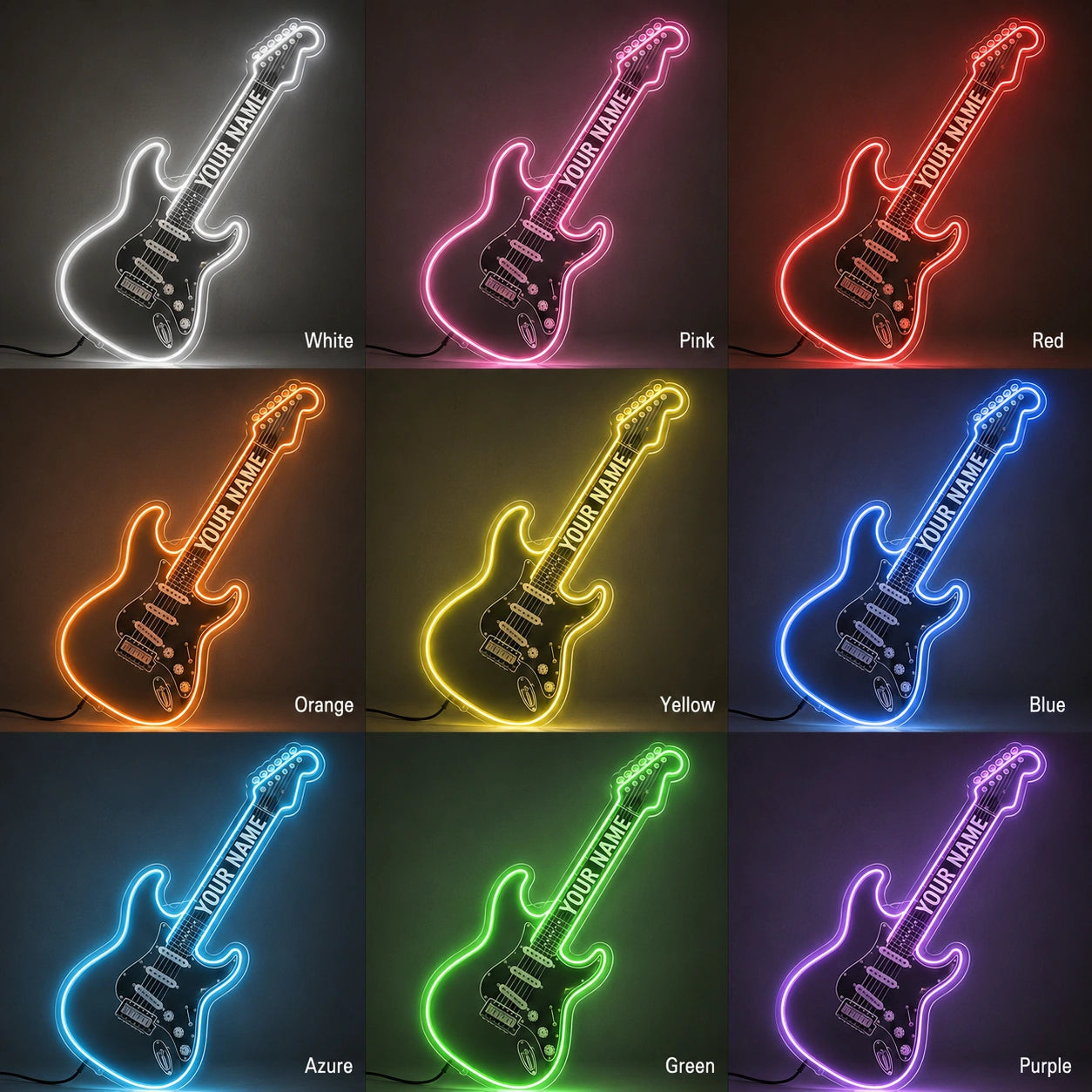 Guitar Studio Neon Sign LED Neon Sign color grid