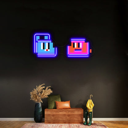 Gumball And Darwin Watterson Amazing World Artwork Led Neon Signs - Neon sign mounted on wall in room