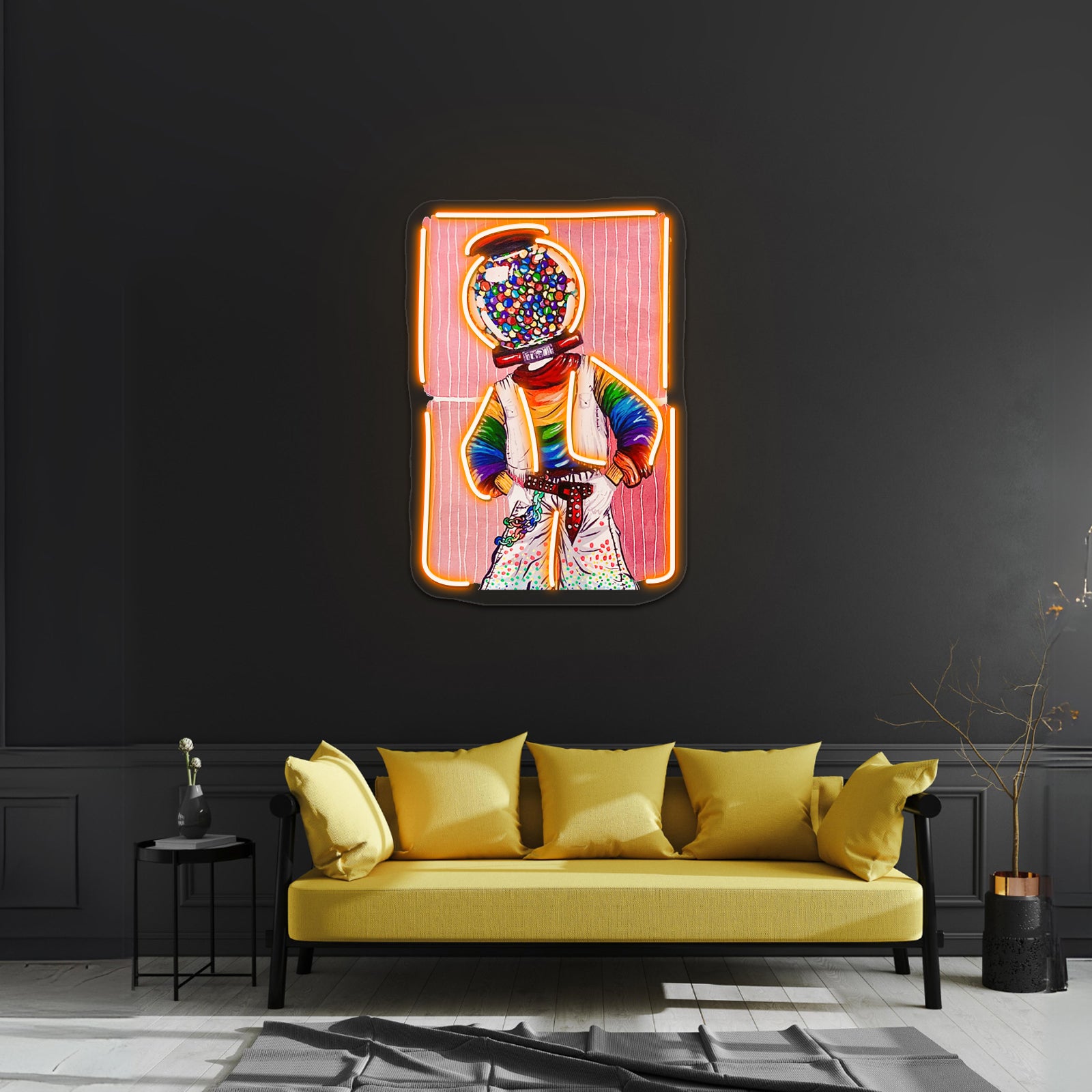 Gumball Machine Head Gouache Painting Artwork Large Neon Signs - LED neon sign view 6