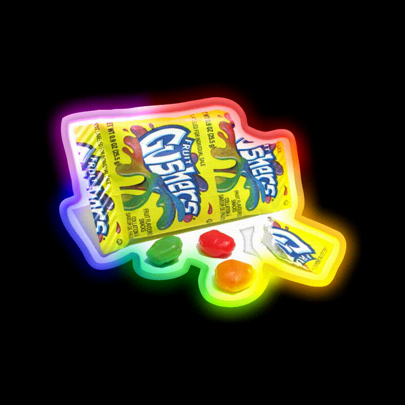 Gushers Snack Food Led Neon Sign Rgb Color - LED neon sign close-up detail