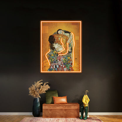 Gustav Klimt The Family Embrace Wall Artwork Neon Signs