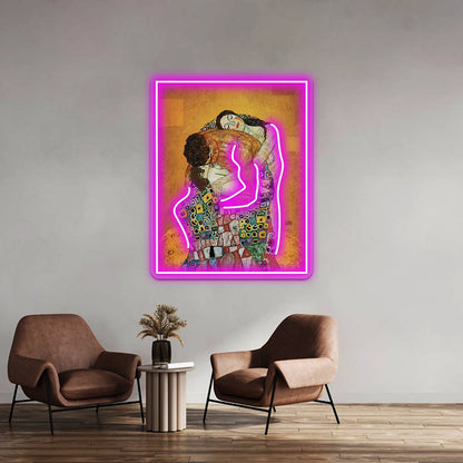 Gustav Klimt The Family Embrace Wall Artwork Neon Signs