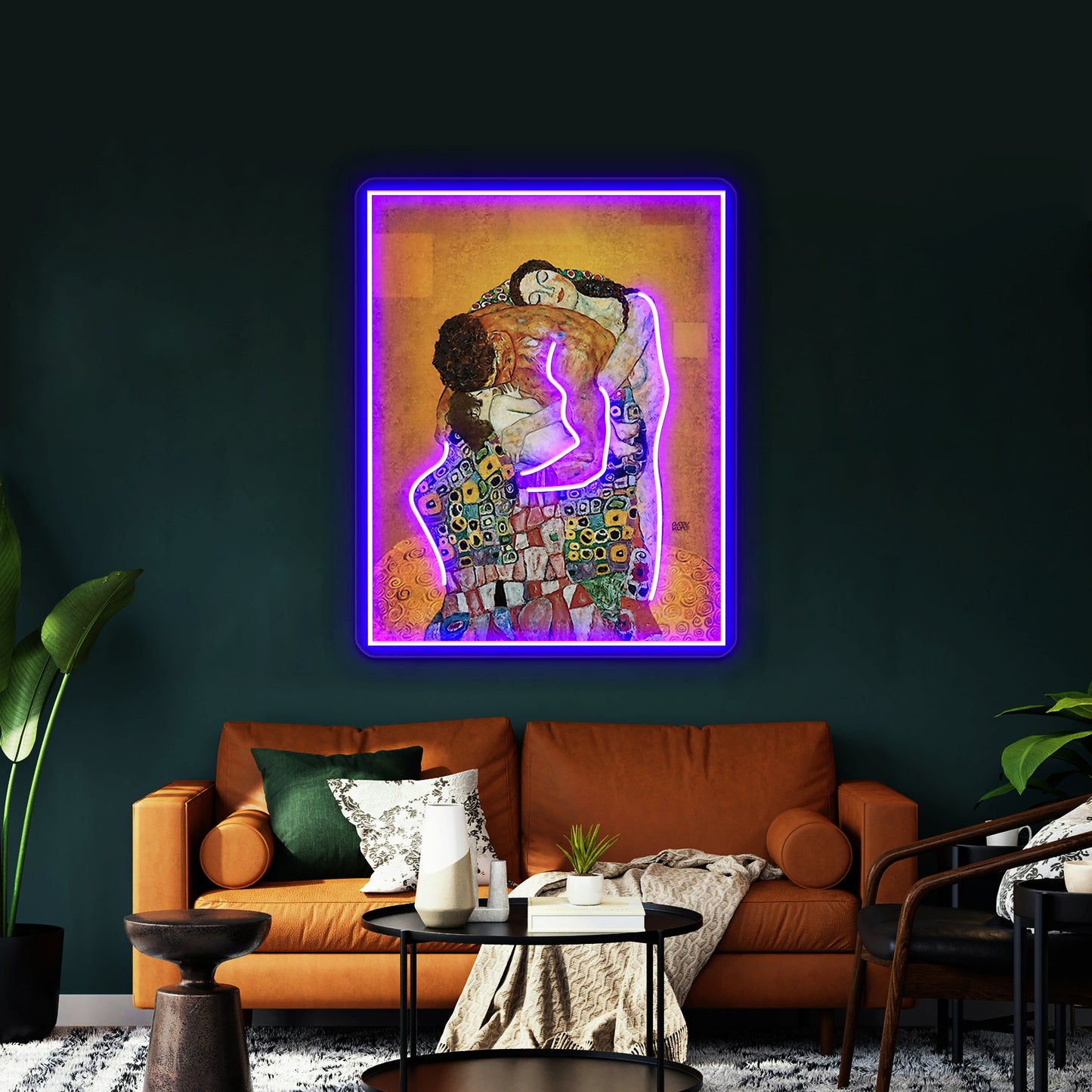 Gustav Klimt The Family Embrace Wall Artwork Neon Signs