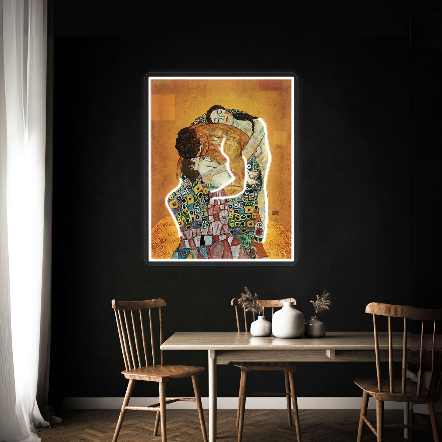 Gustav Klimt The Family Embrace Wall Artwork Neon Signs