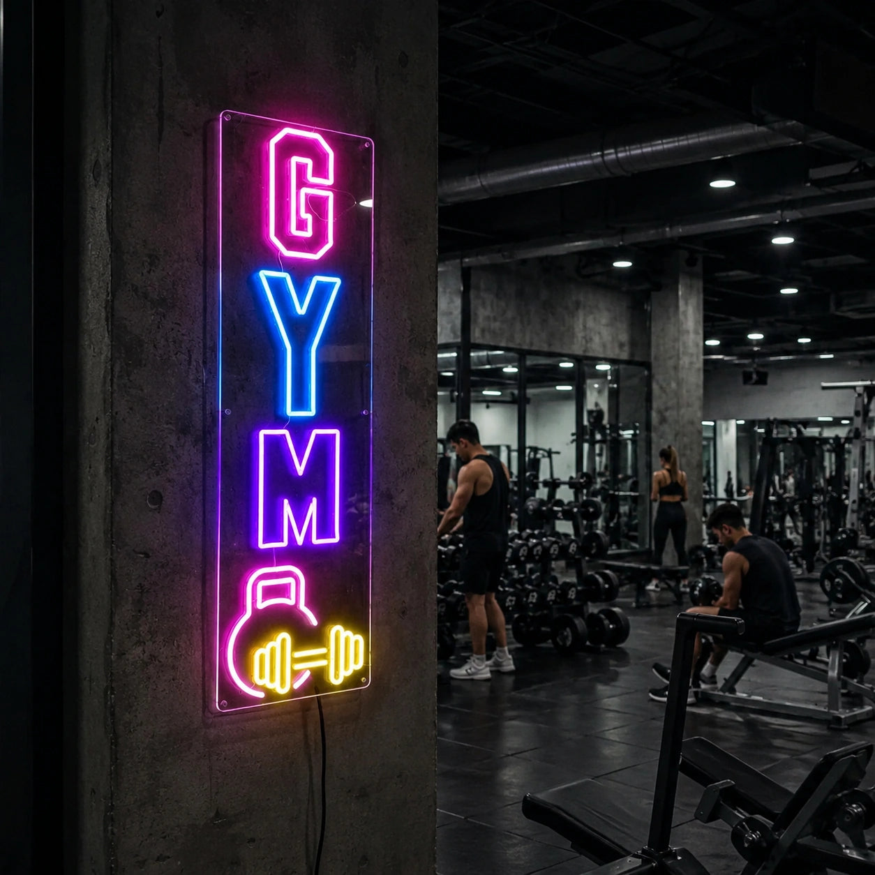 Gym Dumbbell LED Neon Sign Wall Neon Sign - 03 Real Lifestyle Scene