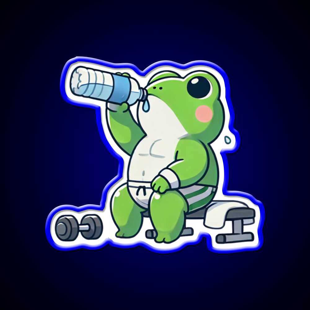 Gym Frog Post Workout Hydration Gym Fitness Led Neon Sign Rgb Color