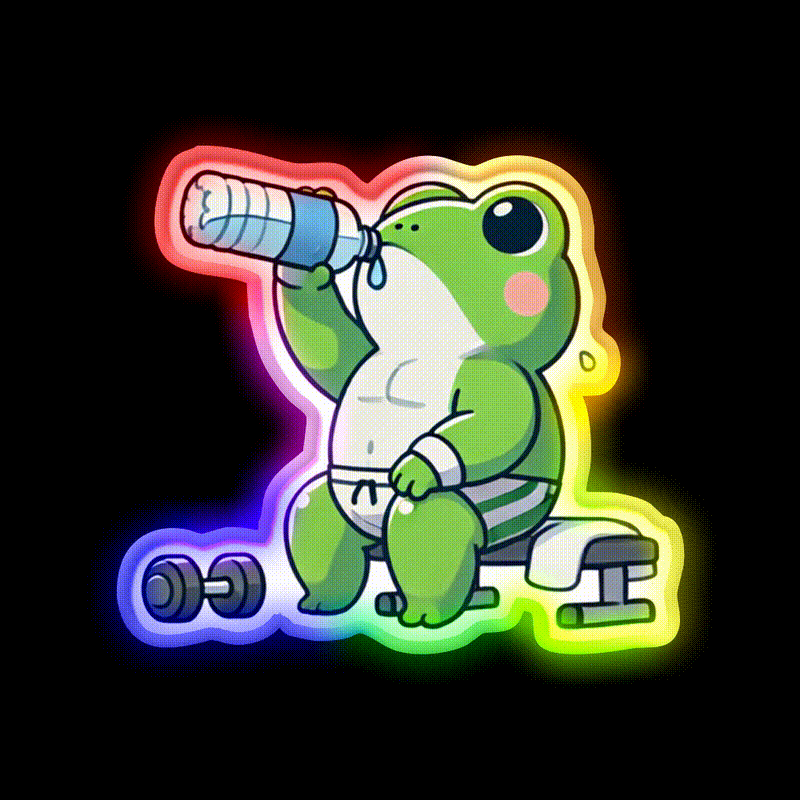 Gym Frog Post Workout Hydration Gym Fitness Led Neon Sign Rgb Color