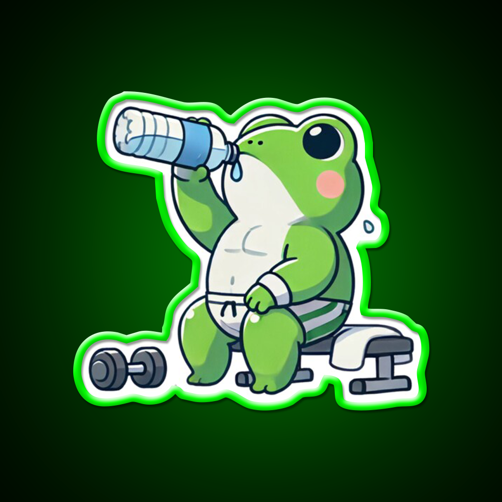 Gym Frog Post Workout Hydration Gym Fitness Led Neon Sign Rgb Color