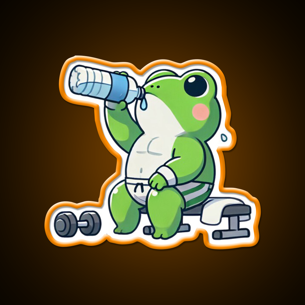 Gym Frog Post Workout Hydration Gym Fitness Led Neon Sign Rgb Color