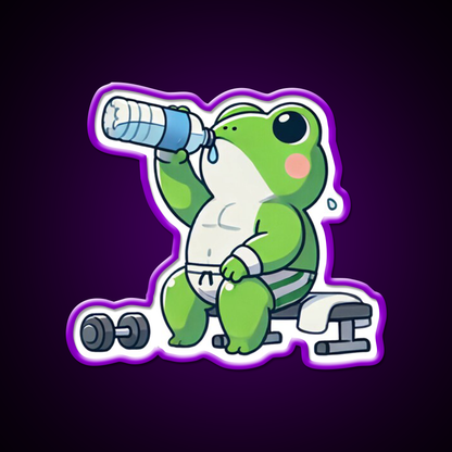 Gym Frog Post Workout Hydration Gym Fitness Led Neon Sign Rgb Color