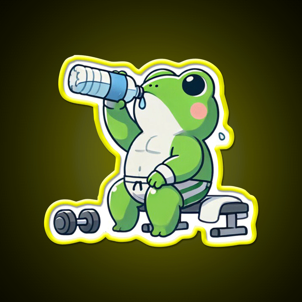 Gym Frog Post Workout Hydration Gym Fitness Led Neon Sign Rgb Color