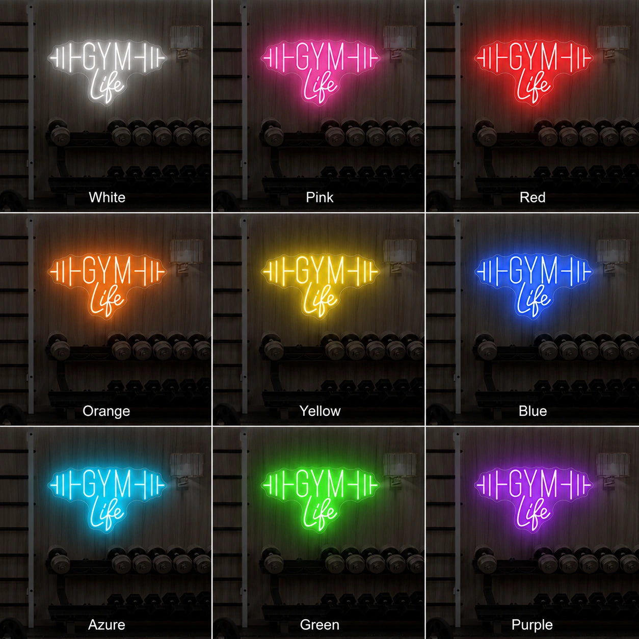 Gym Life Wall Neon Sign LED Neon Sign color grid