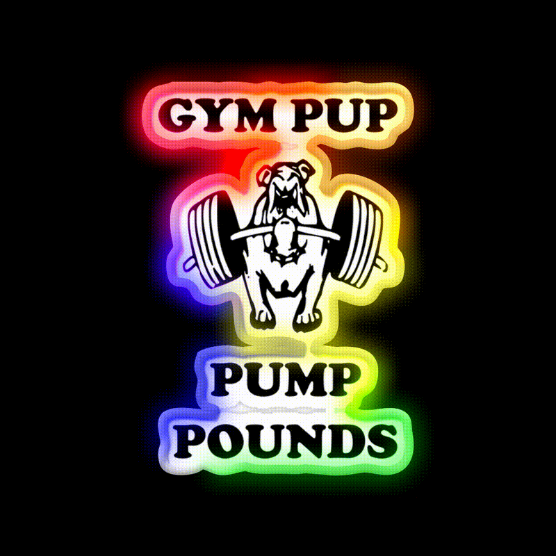 Gym Pup Pump Pounds Gym Fitness Led Neon Sign Rgb Color