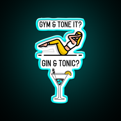 Gym Tone It Gin And Tonic Cocktail Bar Decor Led Neon Sign Rgb Color - Size and dimension reference