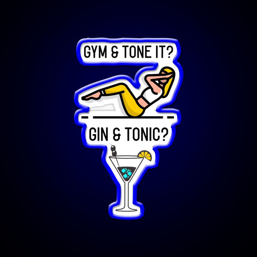 Gym Tone It Gin And Tonic Cocktail Bar Decor Led Neon Sign Rgb Color - LED neon sign view 5