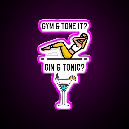 Gym Tone It Gin And Tonic Cocktail Bar Decor Led Neon Sign Rgb Color - Shineneon