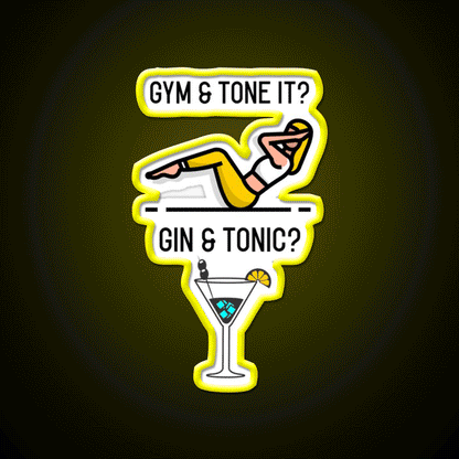 Gym Tone It Gin And Tonic Cocktail Bar Decor Led Neon Sign Rgb Color - Custom LED neon sign front view