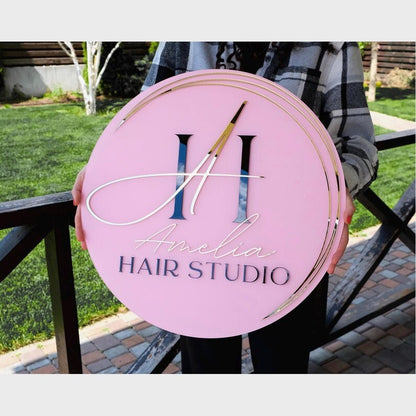 Ha Hair Studio Acrylic Business Logo Sign - Shineneon