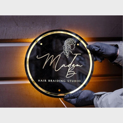 Hair Brading Studio Acrylic Business Logo Sign - Shineneon