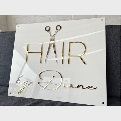 Hair By Diane Acrylic Business Logo Sign - Shineneon