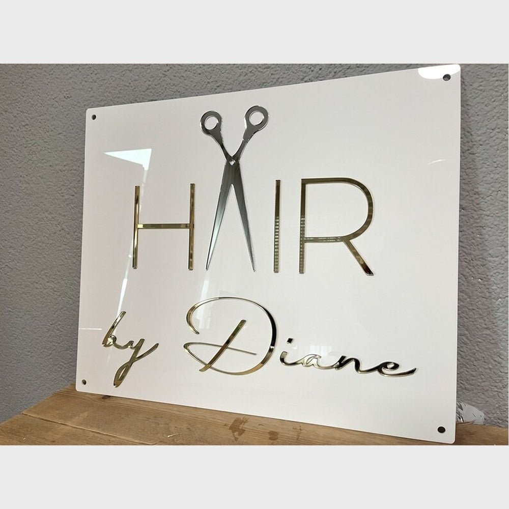Hair By Diane Acrylic Business Logo Sign - Shineneon