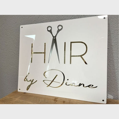Hair By Diane Acrylic Business Logo Sign - Shineneon
