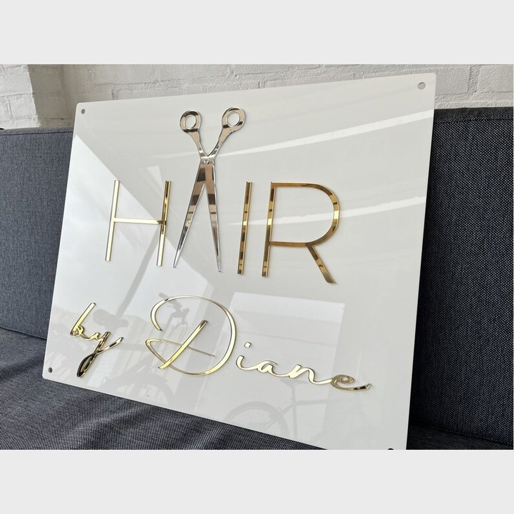 Hair By Diane Acrylic Business Logo Sign - Shineneon