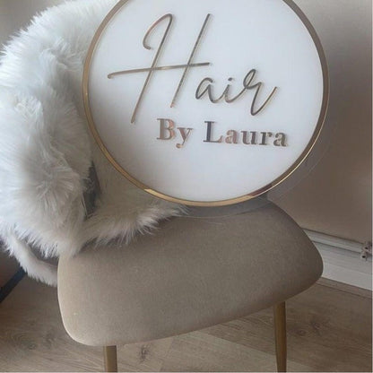 Hair By Laura Acrylic Business Logo Sign - Shineneon