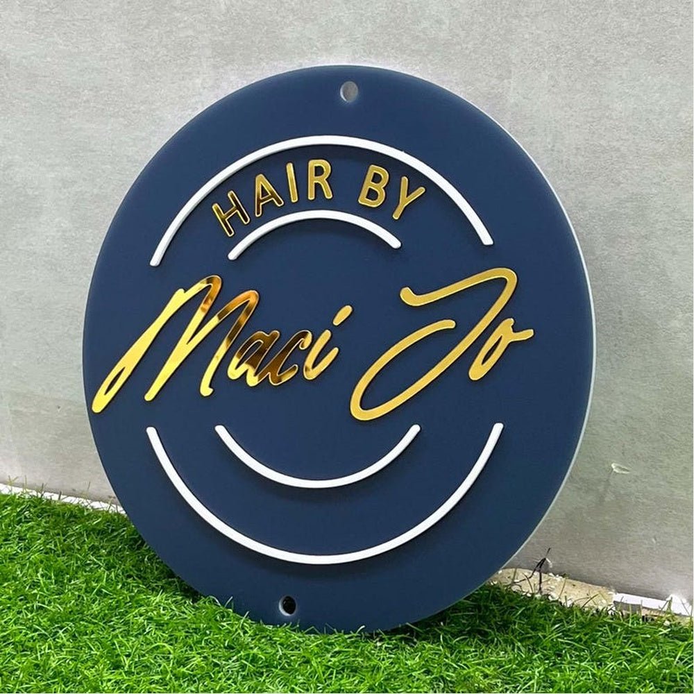 Hair By Maci Ja Acrylic Business Logo Sign - Shineneon