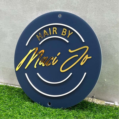 Hair By Maci Ja Acrylic Business Logo Sign - Shineneon