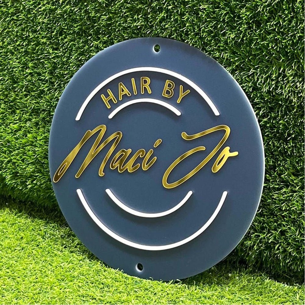 Hair By Maci Ja Acrylic Business Logo Sign - Shineneon