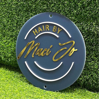 Hair By Maci Ja Acrylic Business Logo Sign - Shineneon