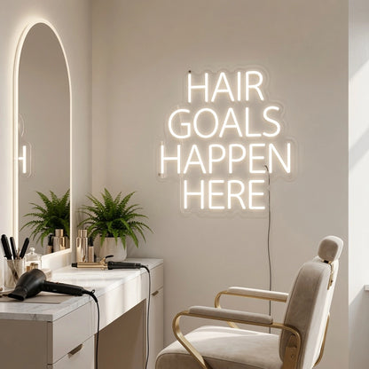 Hair Goals Happen Here LED Neon Sign - 02 High-Converting Product Image